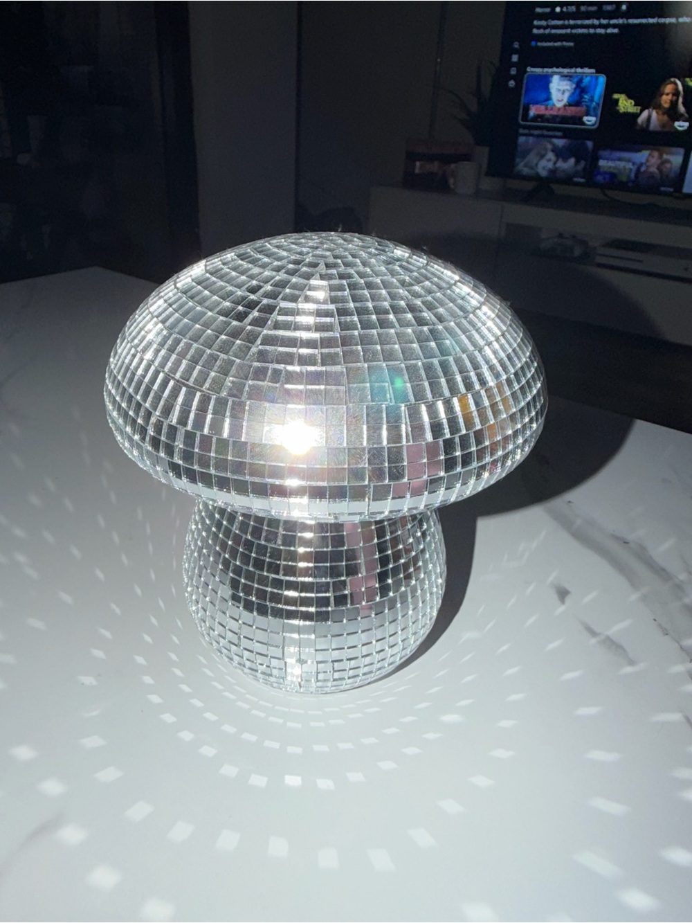 Disco Mirror Mushroom Table Decor - Silver
